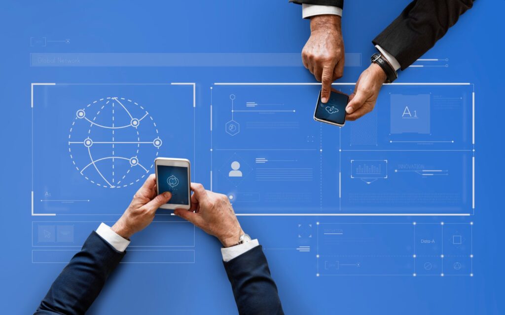 Illustration showcasing our Mobile Device Management Services to effectively manage enterprise-owned and private devices